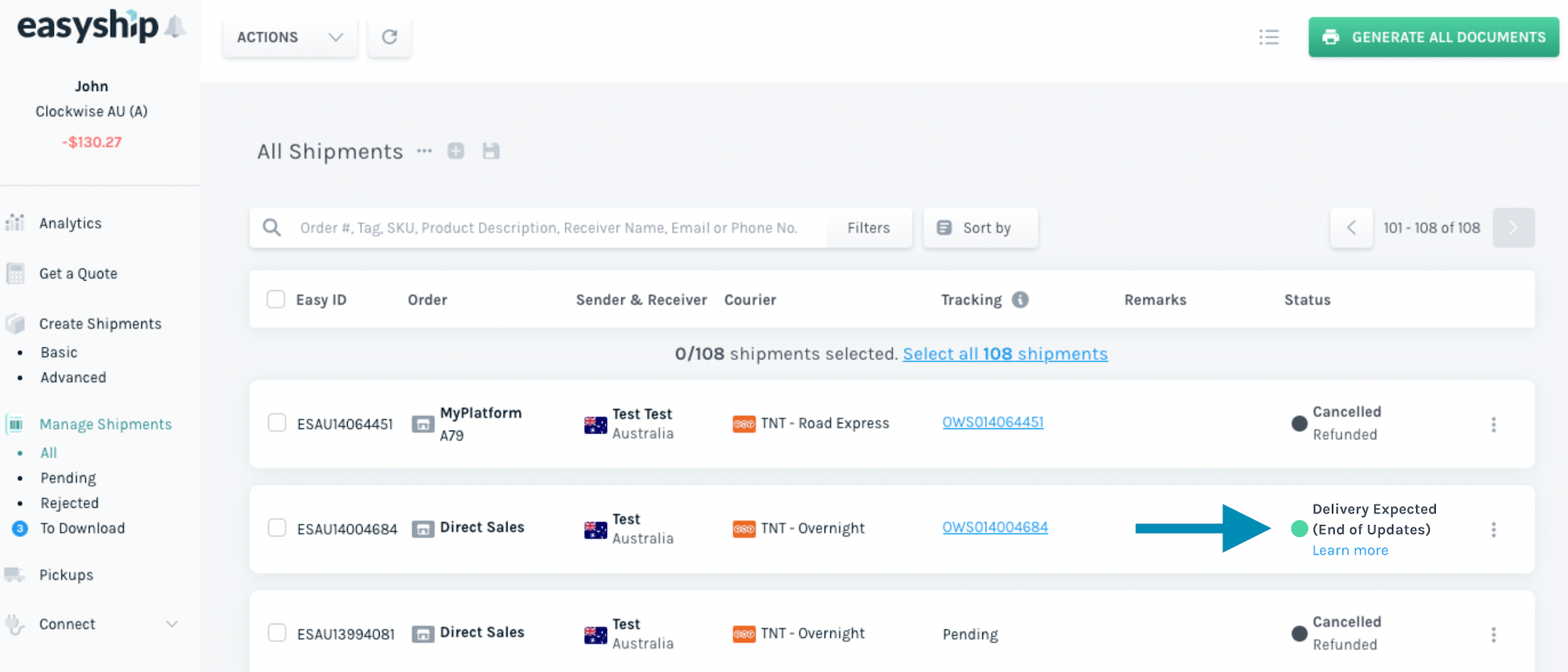 Marking Shipments as Delivered – Easyship