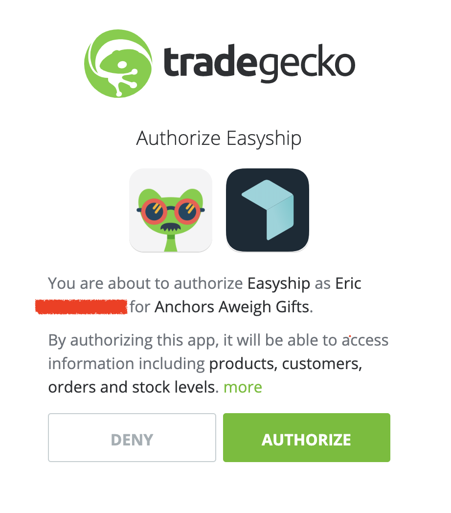 Authorize access for Easyship