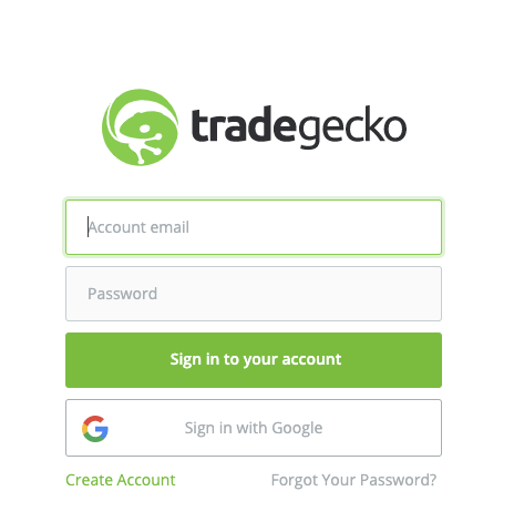 Enter TradeGecko login credentials 