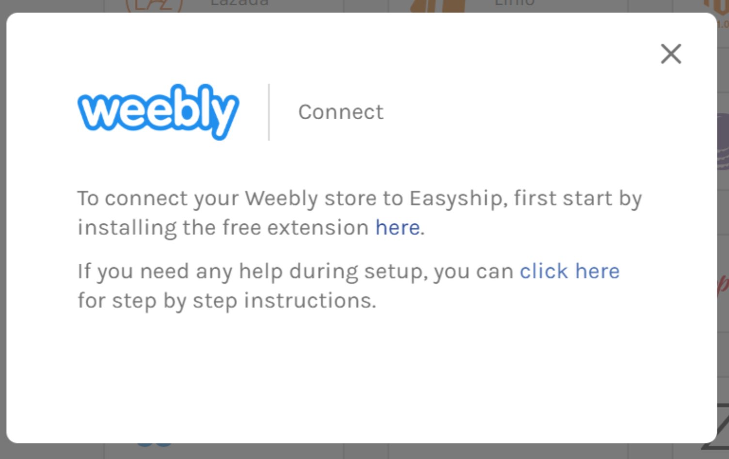 Select Weebly Logo in Easyship