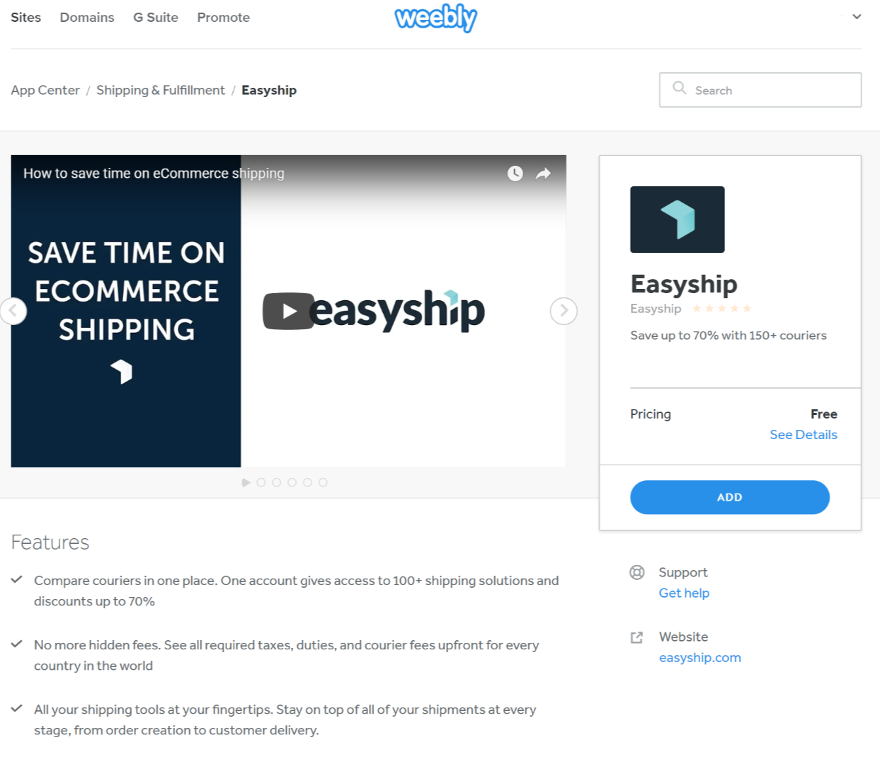 Connect Weebly Store to Easyship