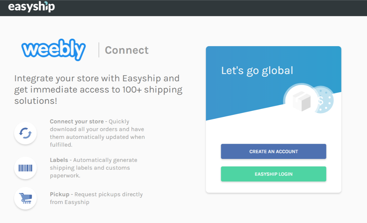 Log in to Eayship Account to use Weebly