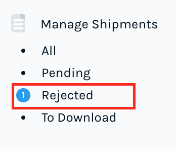Rejected Shipping Label Notification