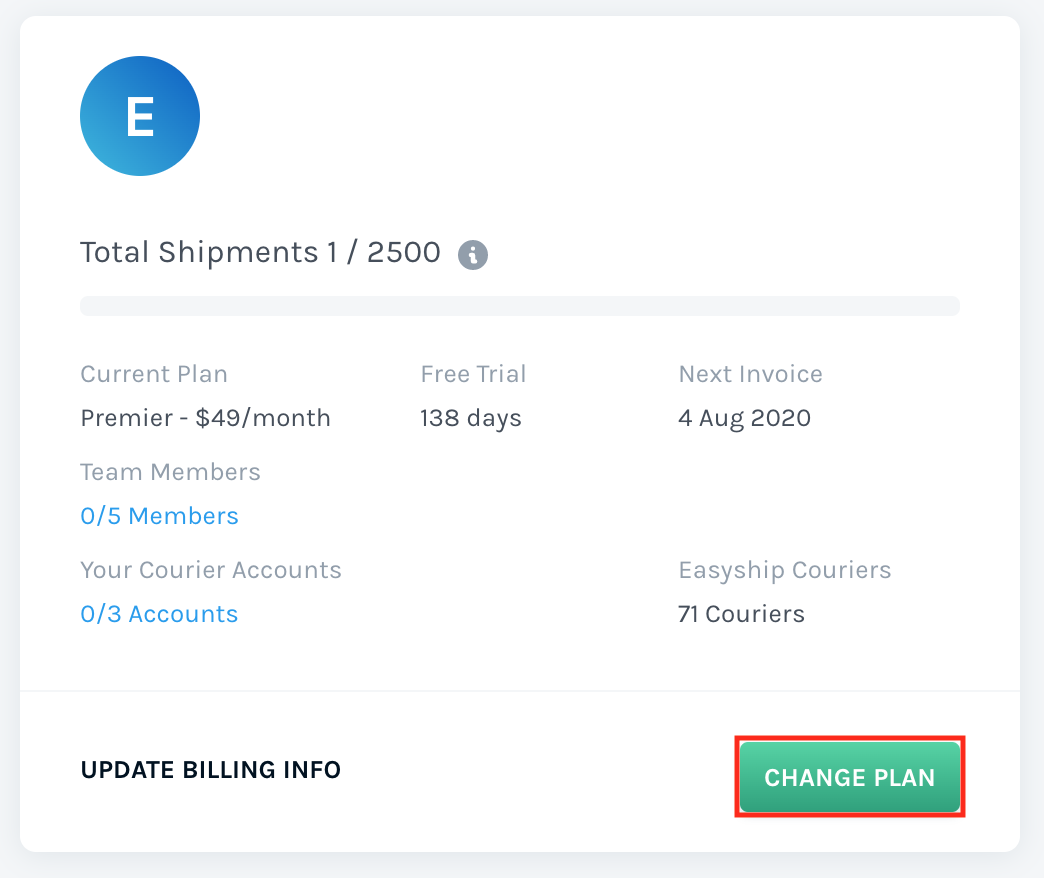 How to Change Your Plan on Easyship