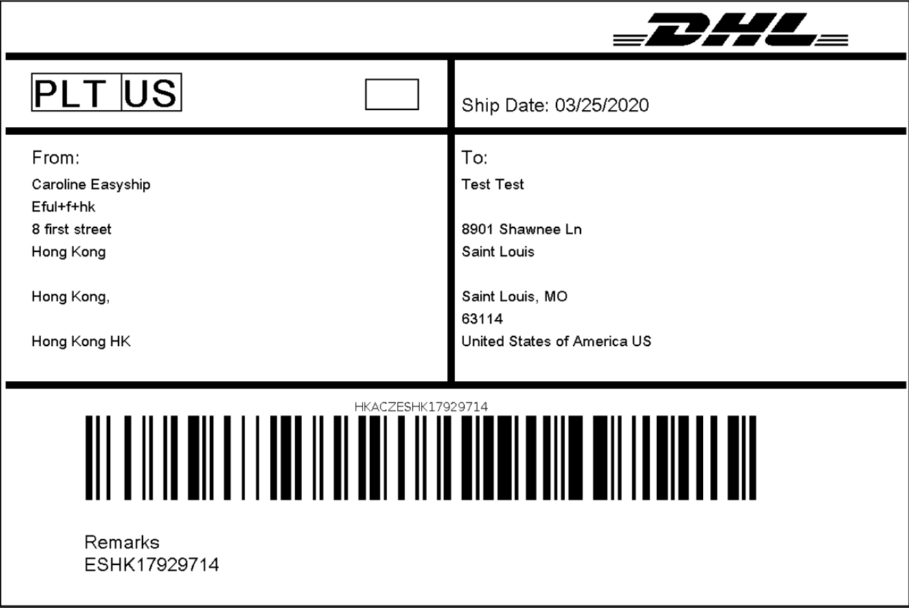 DHL Shipping Label Example