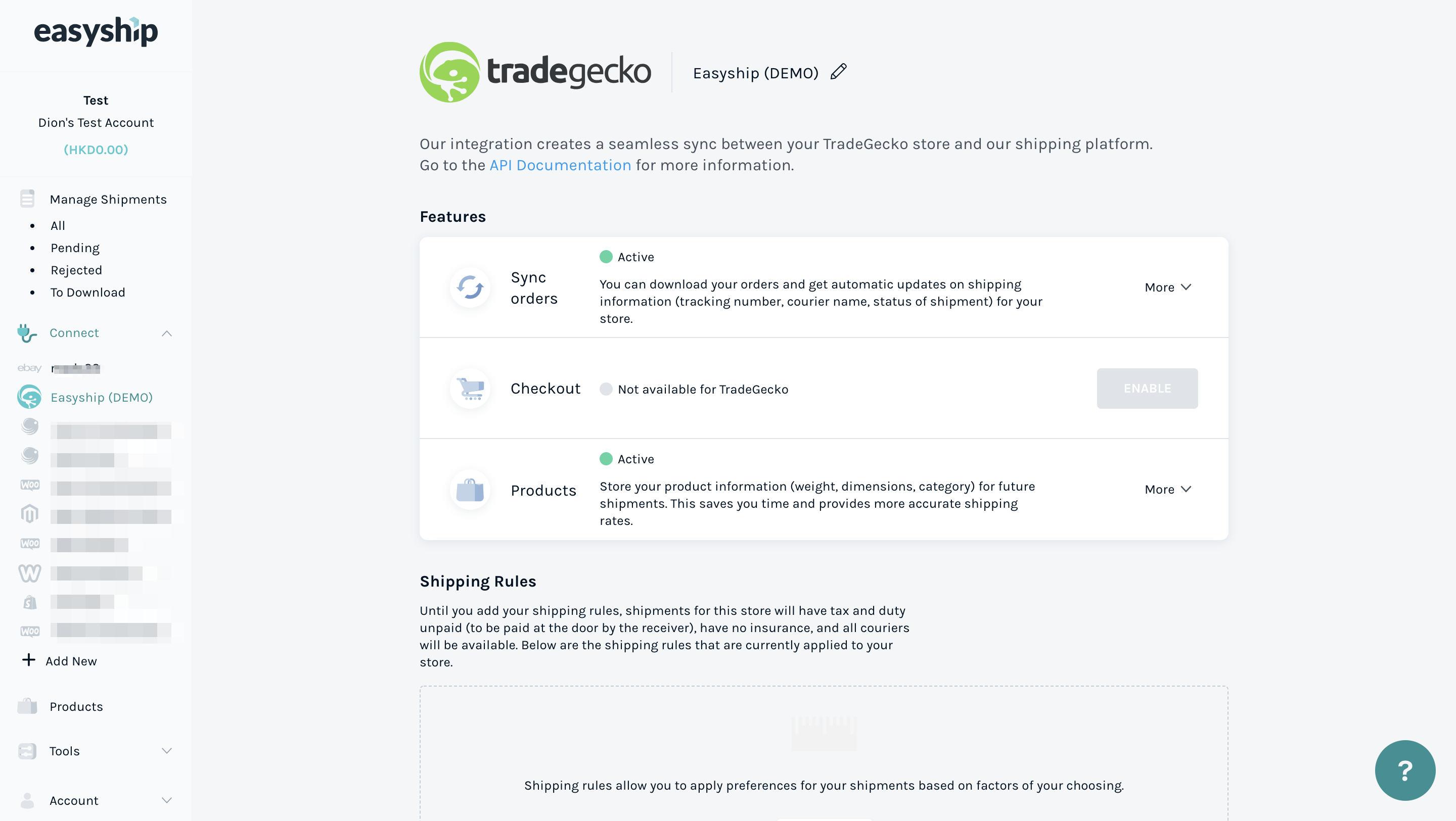 Easyship x TradeGecko - Dashboard integration.png